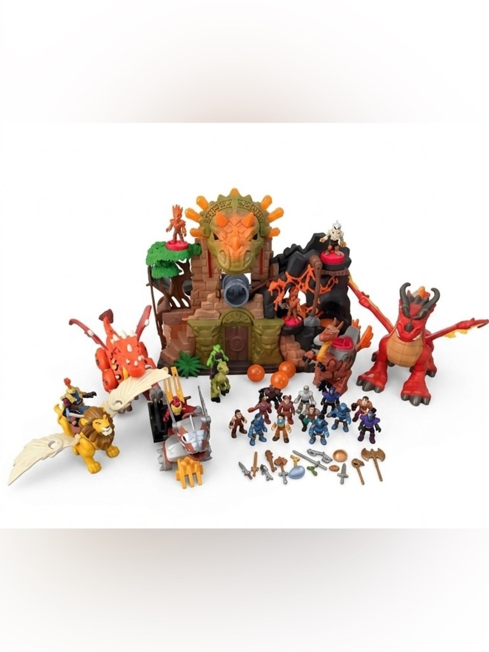 Large Fisher-Price Imaginext Dragon Castle Playset & Warriors & Dragons Figures